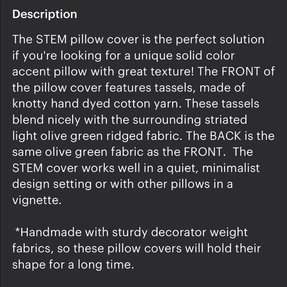 14" x 20" Lumbar Pillow Cover, Light Olive Green Pillow, Tassel Detail - Picture 11 of 13